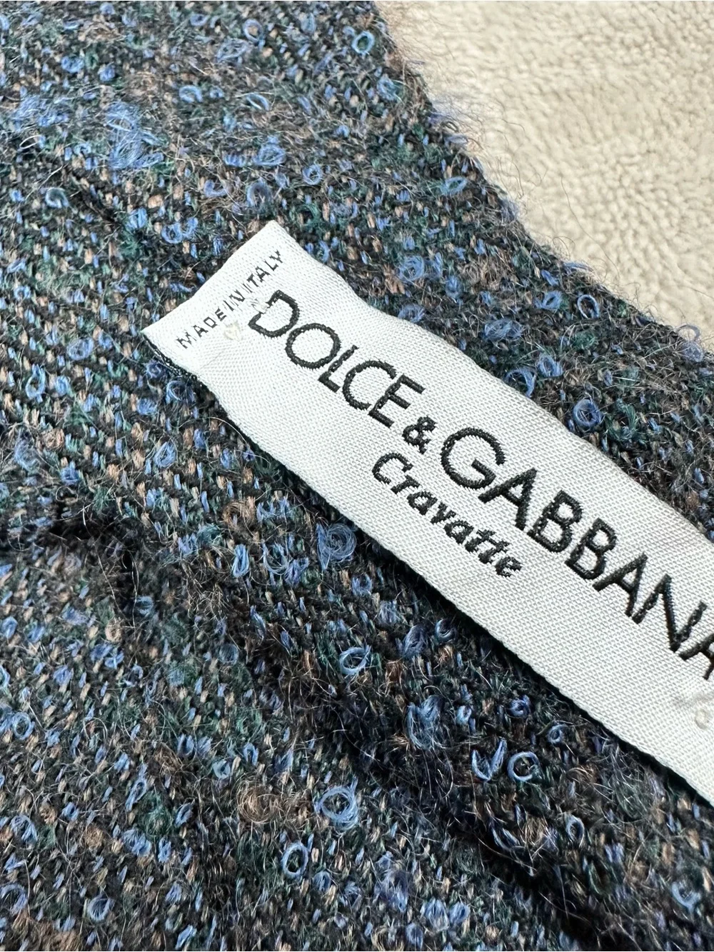 Dolce & Gabbana Cravatte Mohair Wool Textured Tie Blue Made in Italy